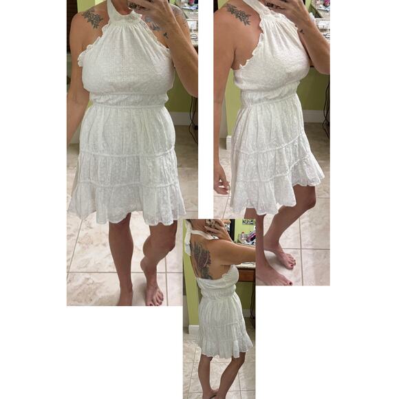 Lost + Wander medium eyelet halter white dress open back NWT lined 100% cotton - Picture 5 of 5